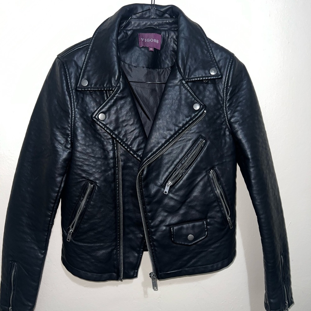 Viggos Women's Faux Leather Moto Jacket